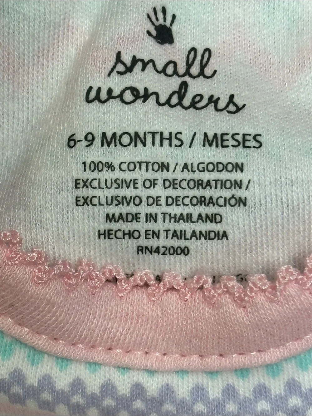 Small Wonders Pink & Mint Patterned Long-Sleeve Baby One-Piece